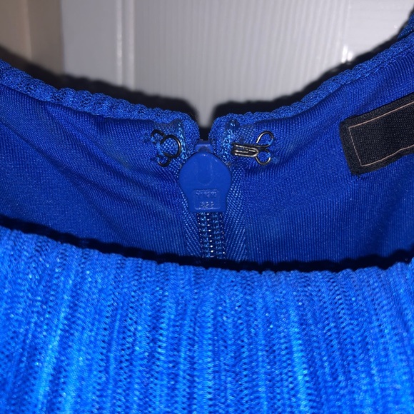 BCBGMAXAZRIA Briana Blue Sapphire Pleated Cocktail Dress Women’s Size 12 BCBG - Picture 3 of 11